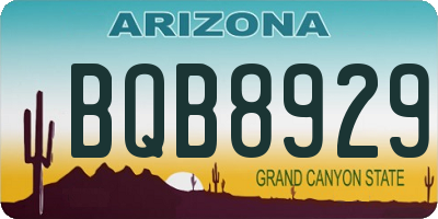AZ license plate BQB8929