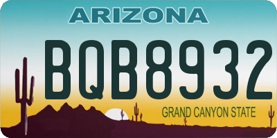 AZ license plate BQB8932