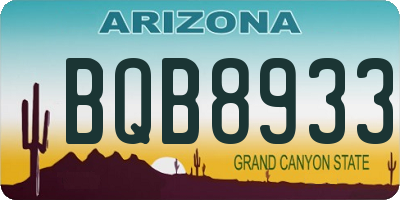 AZ license plate BQB8933