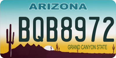 AZ license plate BQB8972
