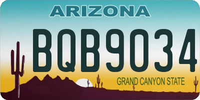 AZ license plate BQB9034
