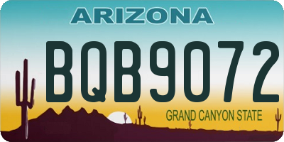 AZ license plate BQB9072
