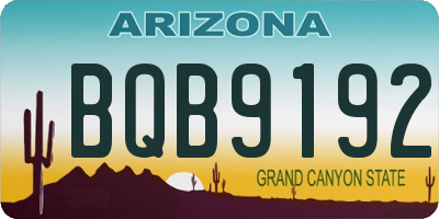 AZ license plate BQB9192