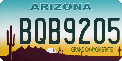 AZ license plate BQB9205