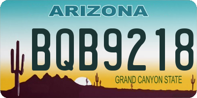 AZ license plate BQB9218