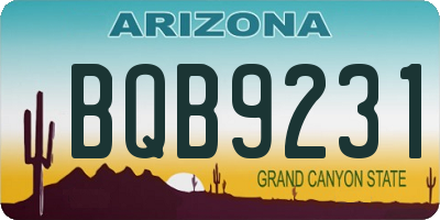 AZ license plate BQB9231