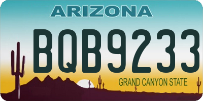 AZ license plate BQB9233