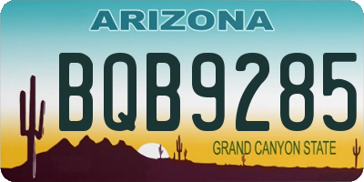 AZ license plate BQB9285