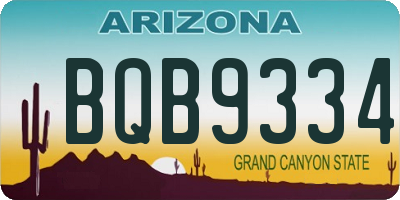 AZ license plate BQB9334