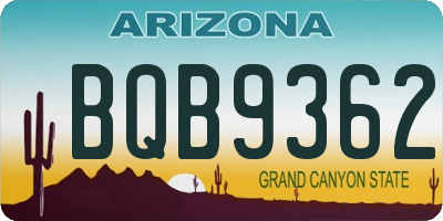 AZ license plate BQB9362