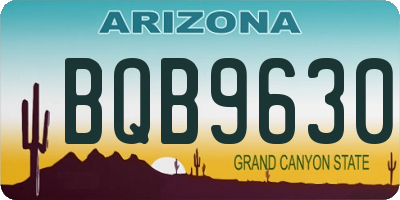 AZ license plate BQB9630