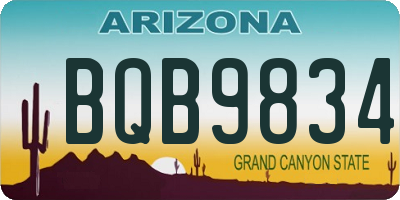 AZ license plate BQB9834