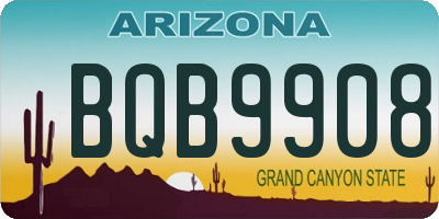 AZ license plate BQB9908