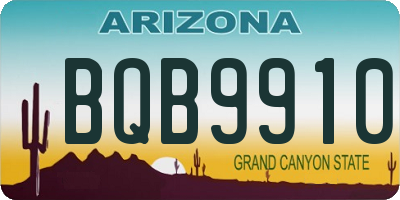 AZ license plate BQB9910