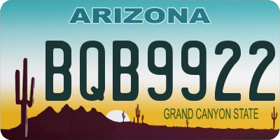 AZ license plate BQB9922
