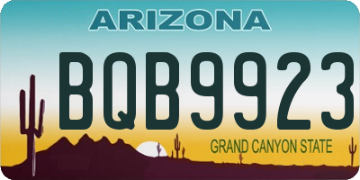 AZ license plate BQB9923