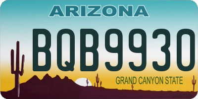 AZ license plate BQB9930