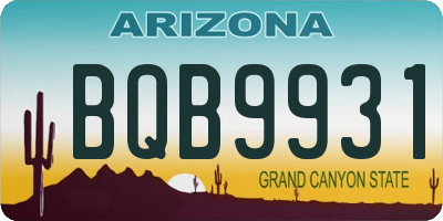 AZ license plate BQB9931