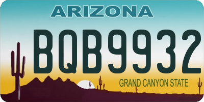AZ license plate BQB9932