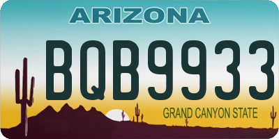 AZ license plate BQB9933