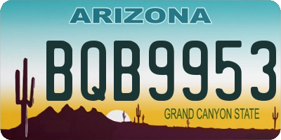 AZ license plate BQB9953
