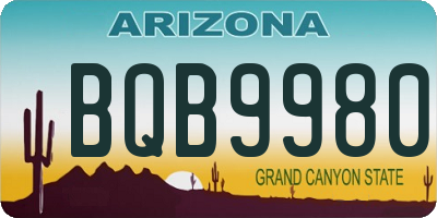 AZ license plate BQB9980