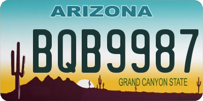 AZ license plate BQB9987
