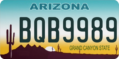 AZ license plate BQB9989