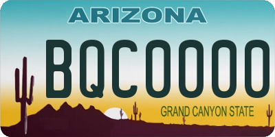AZ license plate BQC0000
