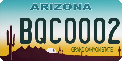 AZ license plate BQC0002