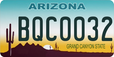 AZ license plate BQC0032