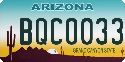 AZ license plate BQC0033