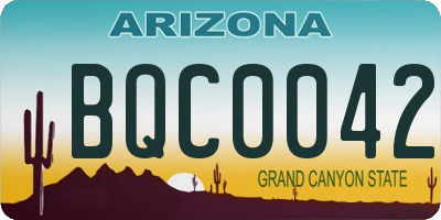 AZ license plate BQC0042