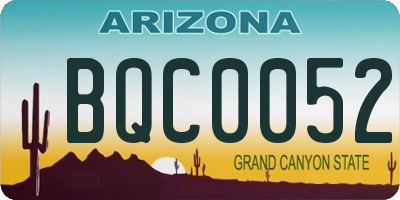 AZ license plate BQC0052