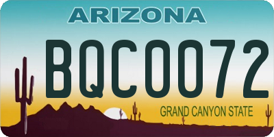 AZ license plate BQC0072