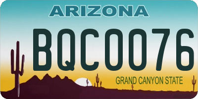 AZ license plate BQC0076