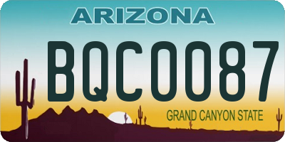 AZ license plate BQC0087