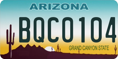 AZ license plate BQC0104