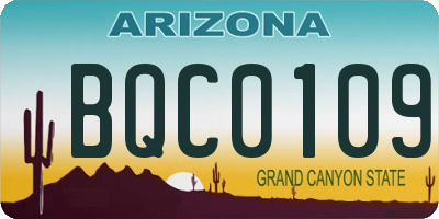 AZ license plate BQC0109