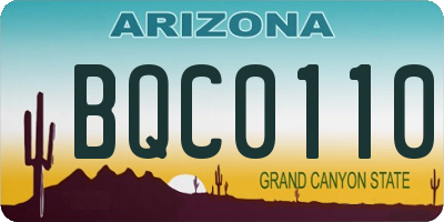 AZ license plate BQC0110