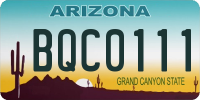 AZ license plate BQC0111