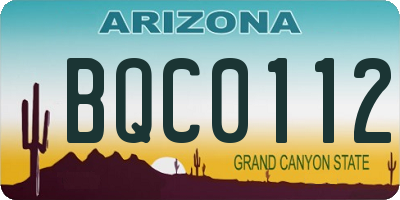 AZ license plate BQC0112