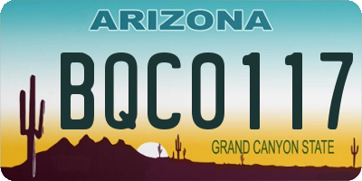 AZ license plate BQC0117