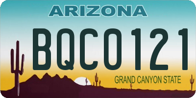 AZ license plate BQC0121