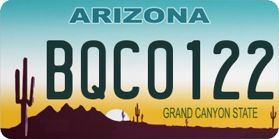AZ license plate BQC0122