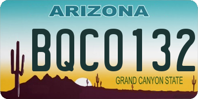 AZ license plate BQC0132