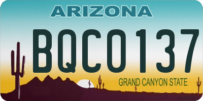 AZ license plate BQC0137