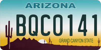 AZ license plate BQC0141