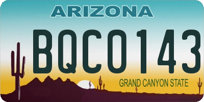 AZ license plate BQC0143