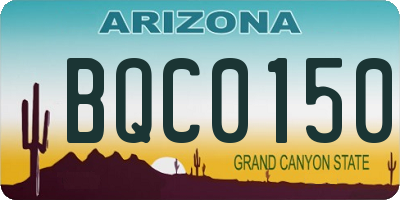 AZ license plate BQC0150